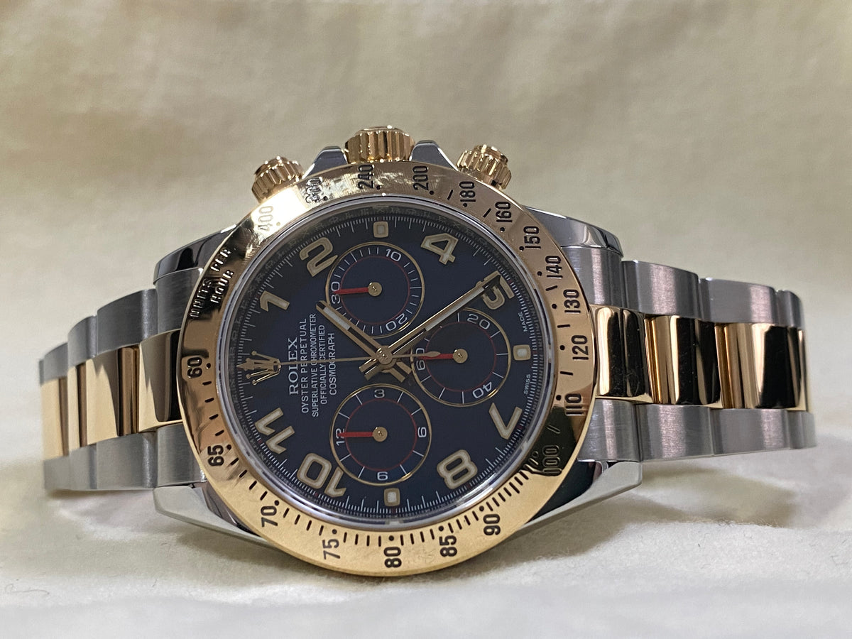 Rolex Steel and Yellow Gold Cosmograph Daytona - Blue Racing Dial - 116523