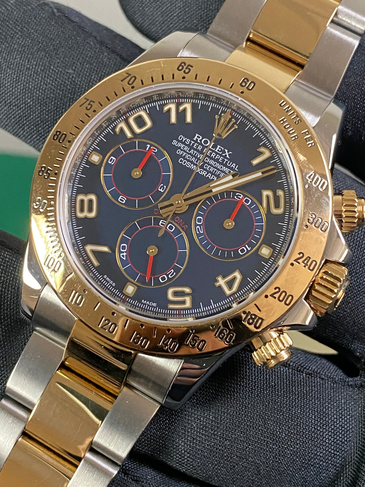 Rolex Steel and Yellow Gold Cosmograph Daytona - Blue Racing Dial - 116523