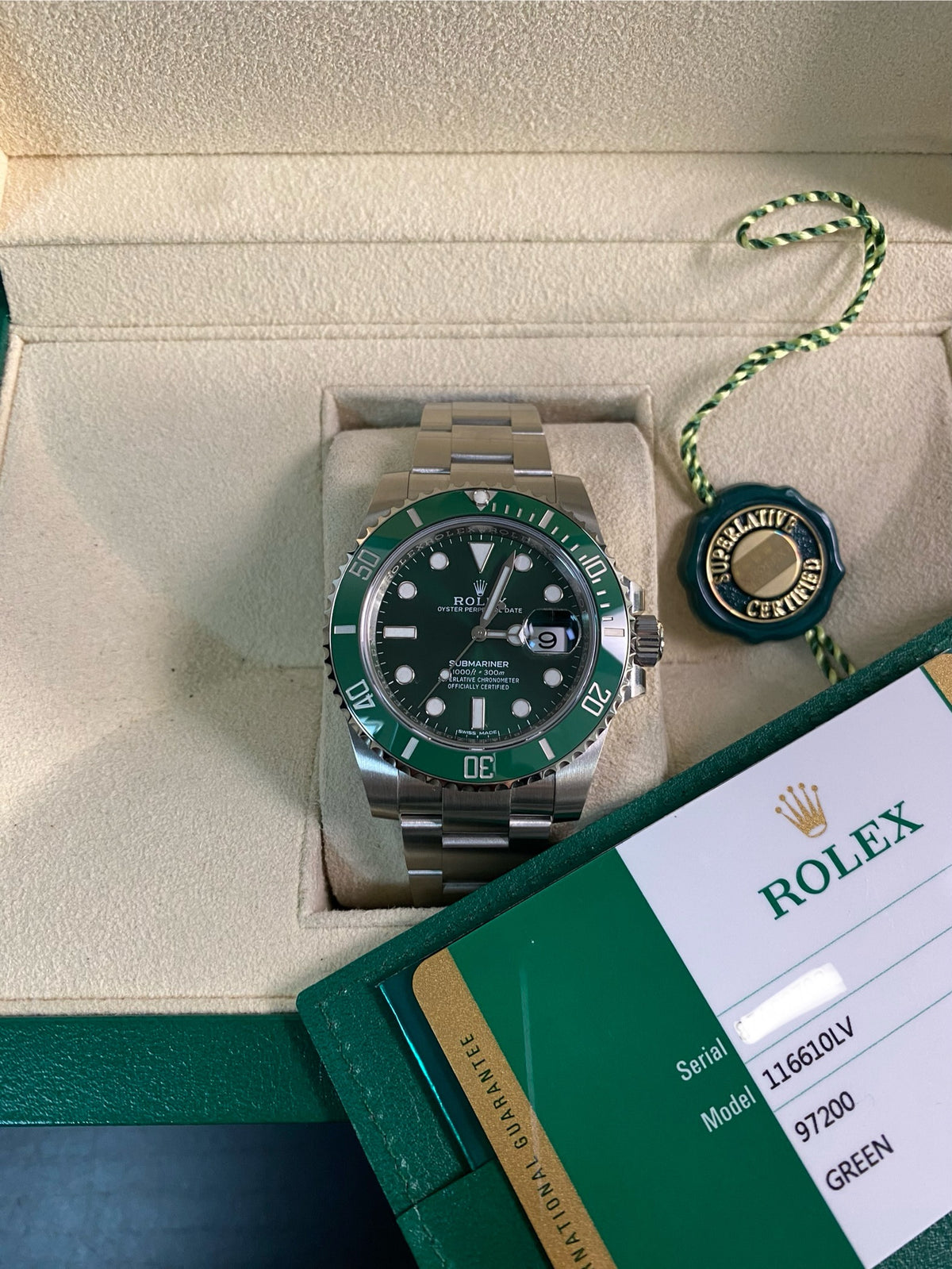 Rolex Steel Submariner Date - 2019 - "Hulk" - 116610LV *NOS*