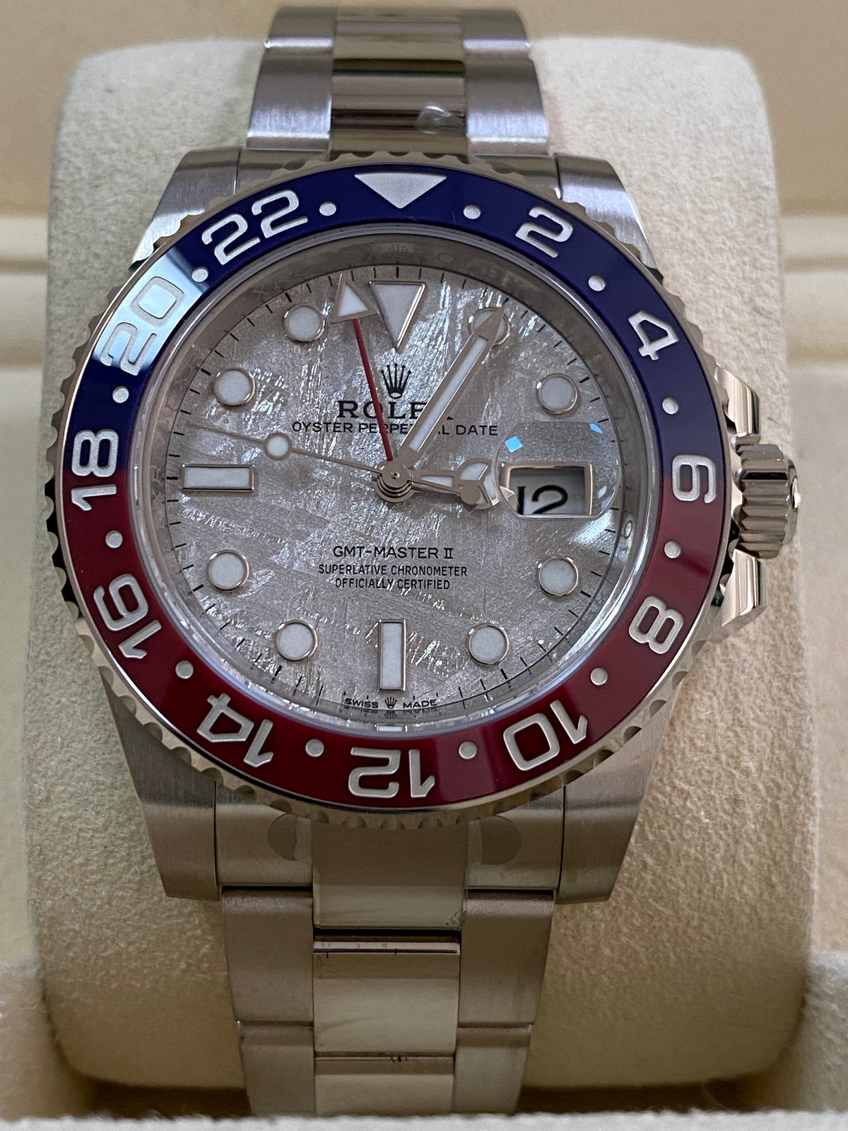 Rolex White Gold GMT-Master II - 2022 - "Pepsi" Bezel - Meteorite Dial - Oyster Bracelet - 126719BLRO *COMPLETE SET*