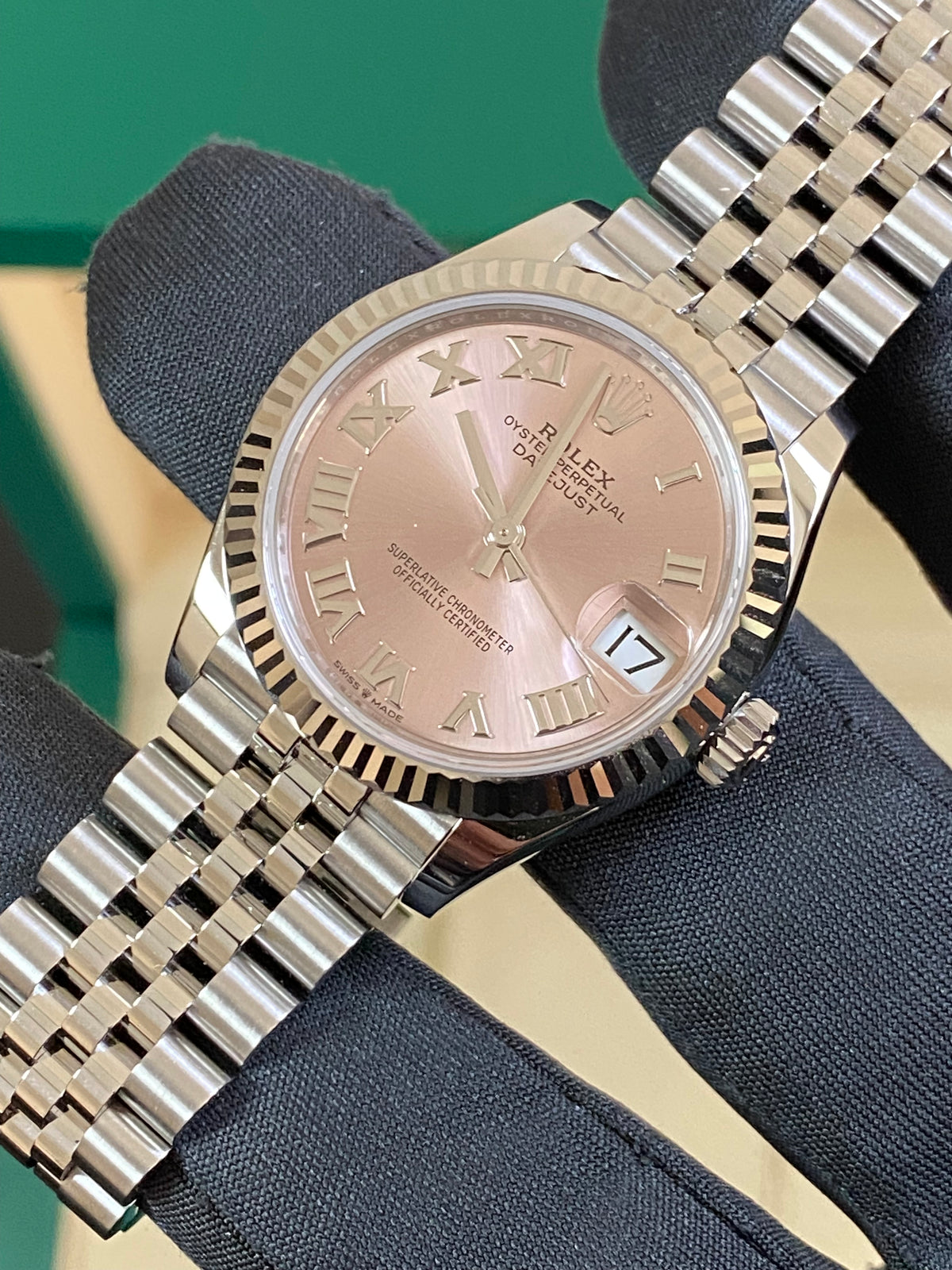 Rolex Steel and White Gold Datejust 31 - 2024 - Fluted Bezel - Pink Roman Dial - Jubilee Bracelet - 278274 *FULL SET*