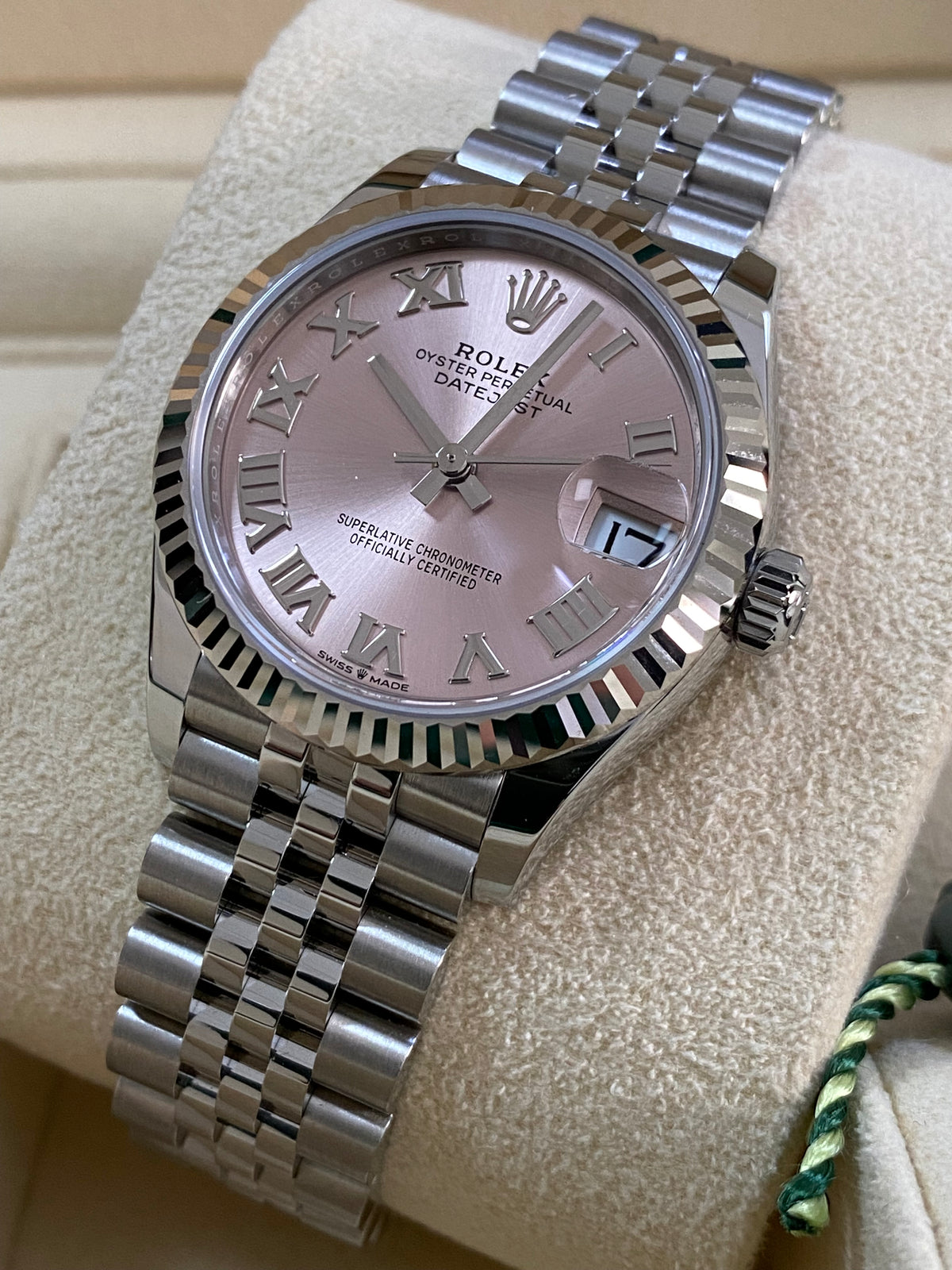 Rolex Steel and White Gold Datejust 31 - 2024 - Fluted Bezel - Pink Roman Dial - Jubilee Bracelet - 278274 *FULL SET*