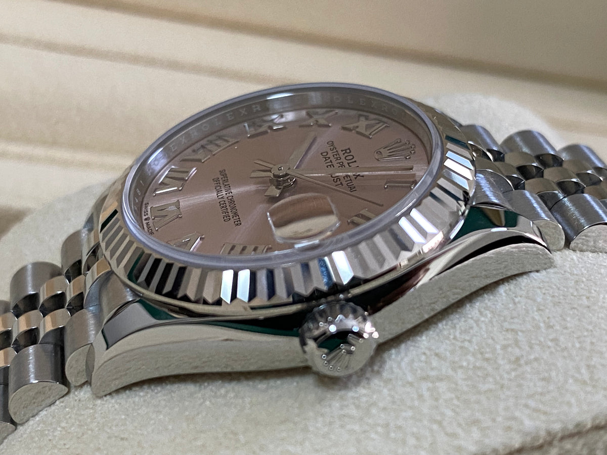 Rolex Steel and White Gold Datejust 31 - 2024 - Fluted Bezel - Pink Roman Dial - Jubilee Bracelet - 278274 *FULL SET*