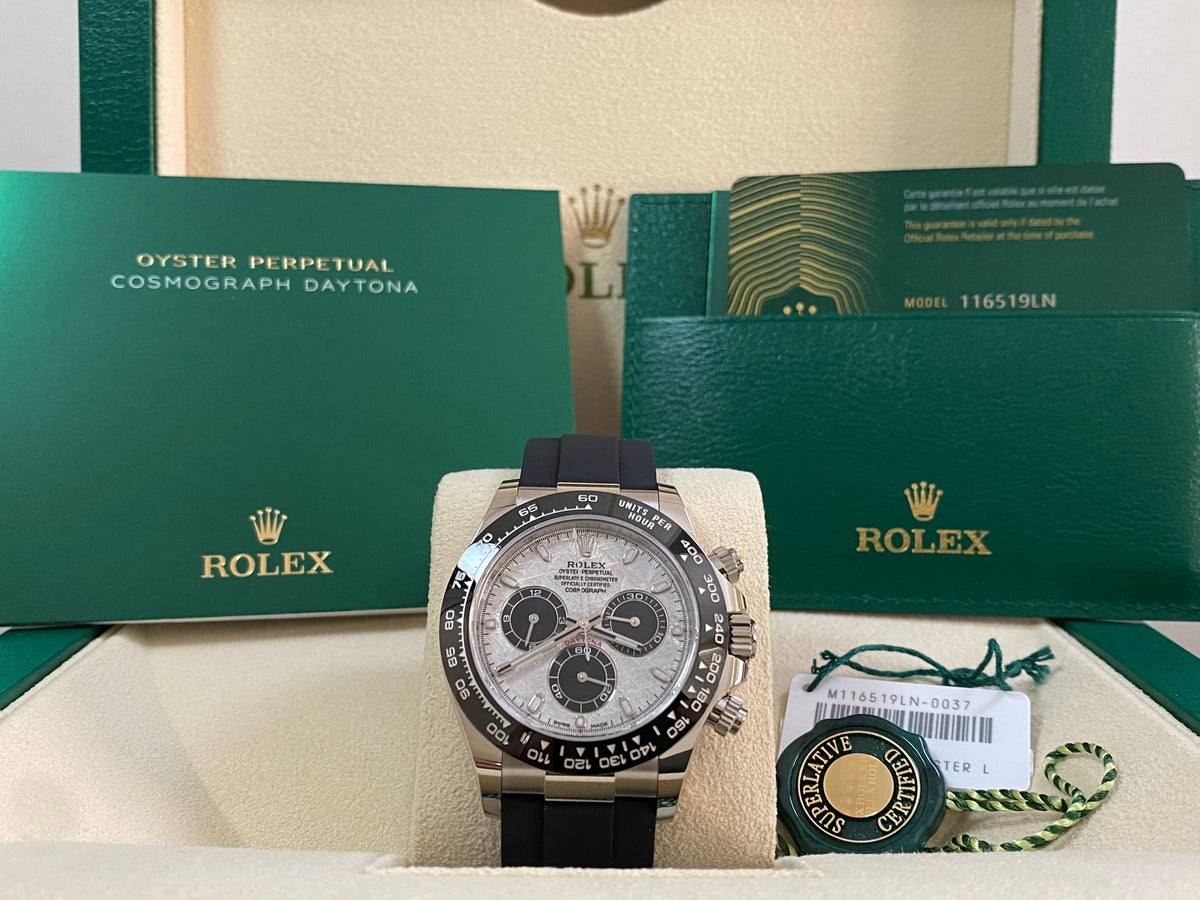 Rolex White Gold Cosmograph Daytona - 2024 - Meteorite Dial - Ceramic Bezel - Oysterflex - 116519LN *FULL SET*