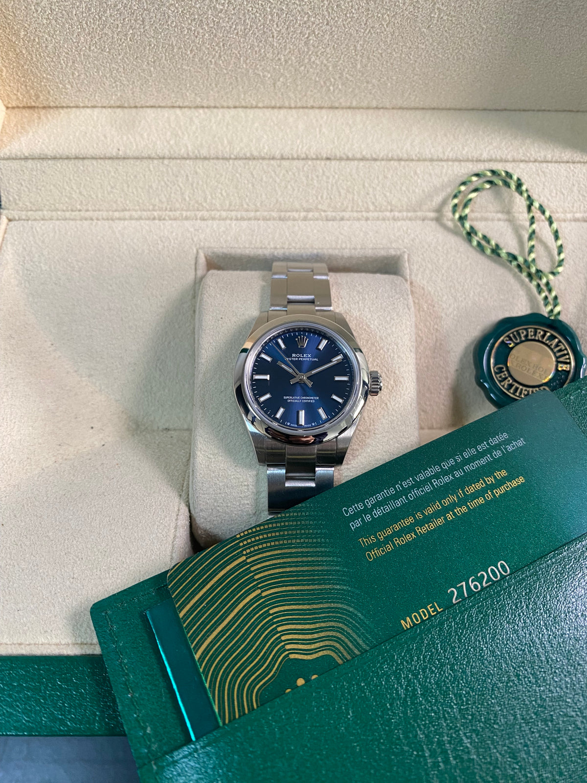 Rolex Oyster Perpetual 28 - 2023 - Domed Bezel - Blue Index Dial - Oyster Bracelet - 276200 *FULL SET*