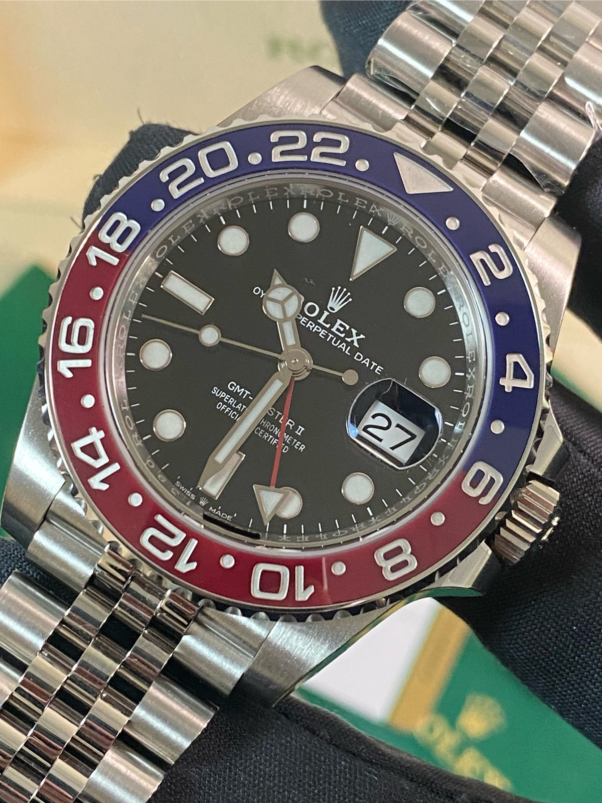 Rolex Steel GMT-Master II - 2019 -"Pepsi" - Black Dial - Jubilee Bracelet - 126710BLRO *FULL STICKERS*