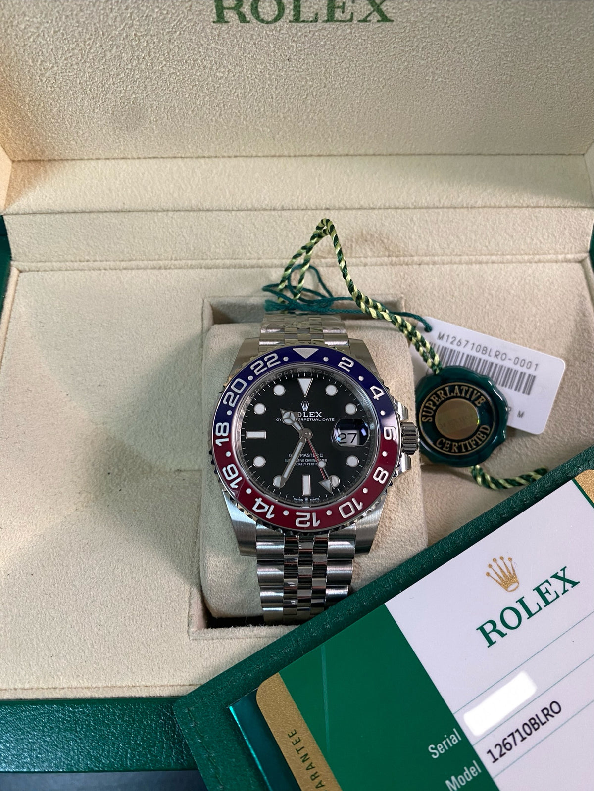 Rolex Steel GMT-Master II - 2019 -"Pepsi" - Black Dial - Jubilee Bracelet - 126710BLRO *FULL STICKERS*