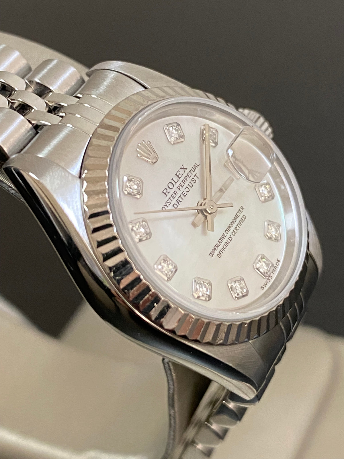 Rolex Steel Lady-Datejust - U serial- Fluted Bezel - Mother of Pearl Diamond Dial - Jubilee Bracelet - 69174