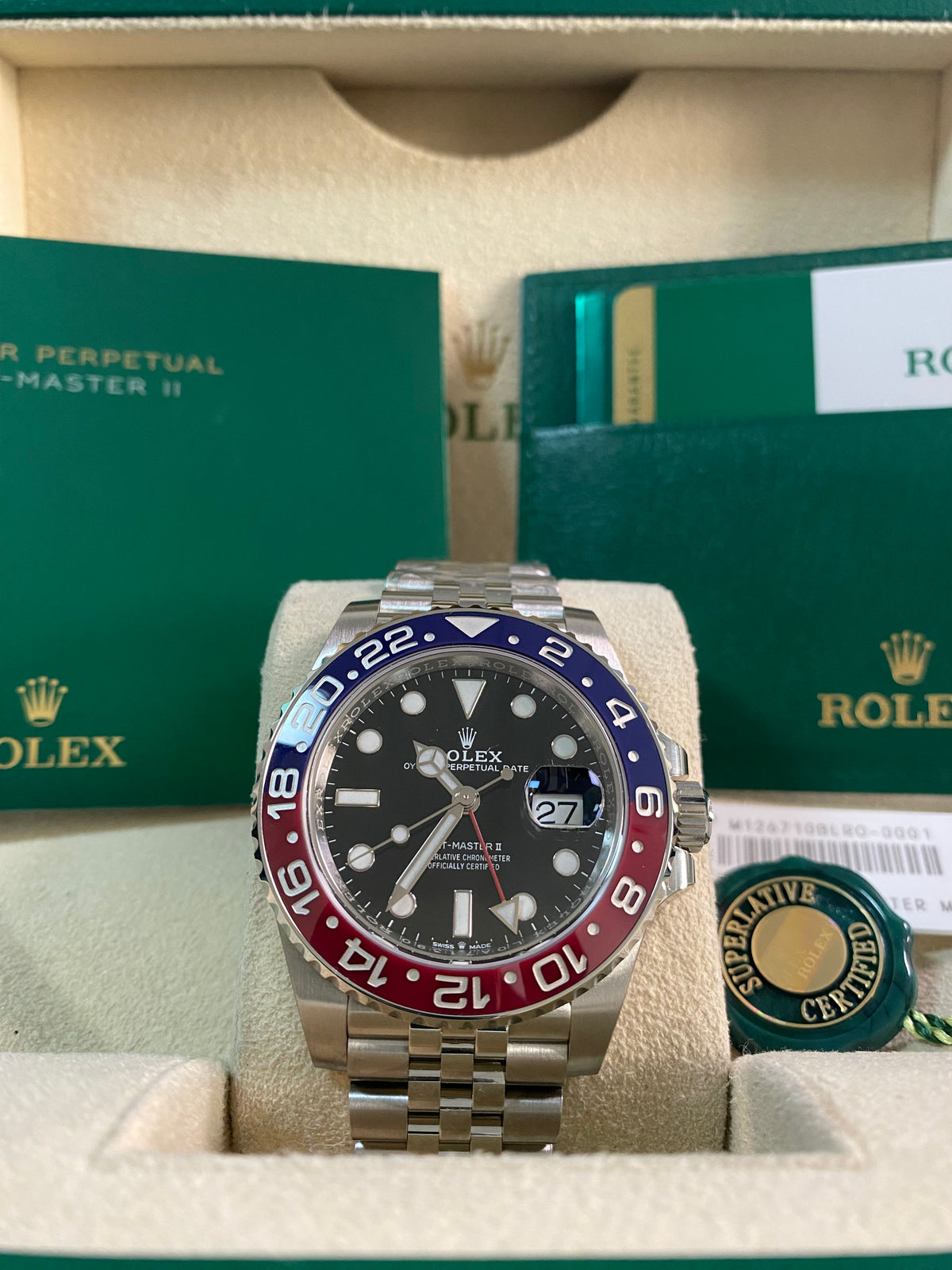 Rolex Steel GMT-Master II - 2019 -"Pepsi" - Black Dial - Jubilee Bracelet - 126710BLRO *FULL STICKERS*