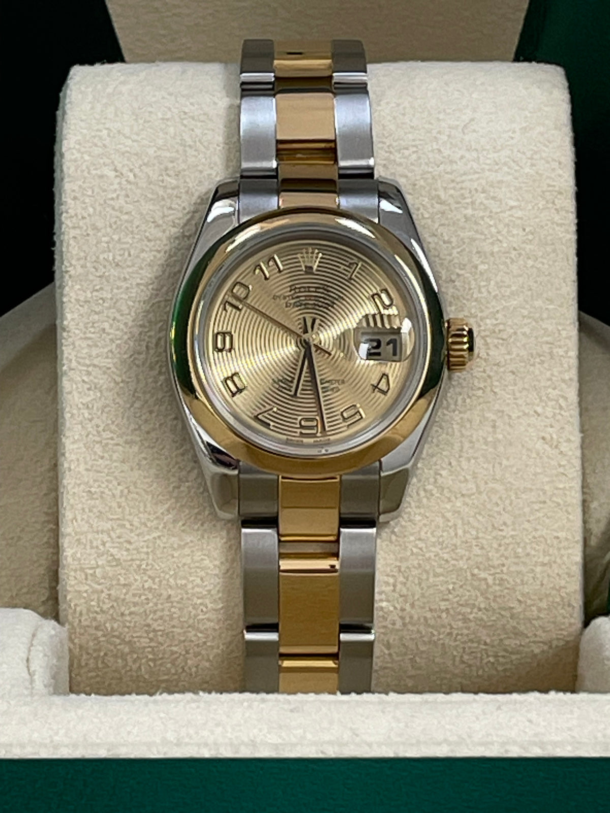 Rolex Yellow Gold and Steel Lady-Datejust - F Serial - Smooth Bezel - Champagne Dial - Oyster Bracelet - 179163