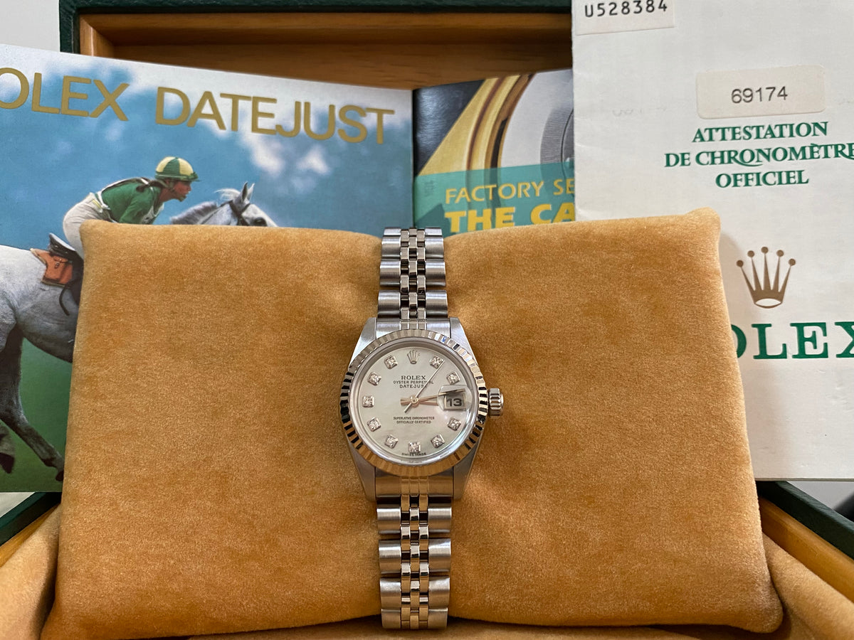 Rolex Steel Lady-Datejust - U serial- Fluted Bezel - Mother of Pearl Diamond Dial - Jubilee Bracelet - 69174