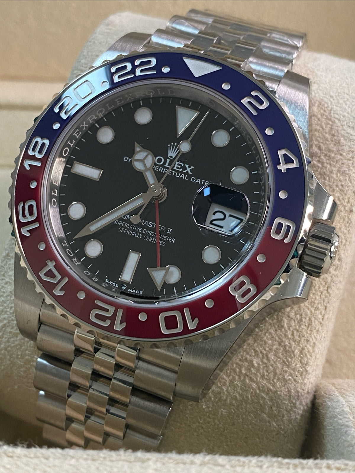 Rolex Steel GMT-Master II - 2019 -"Pepsi" - Black Dial - Jubilee Bracelet - 126710BLRO *FULL STICKERS*