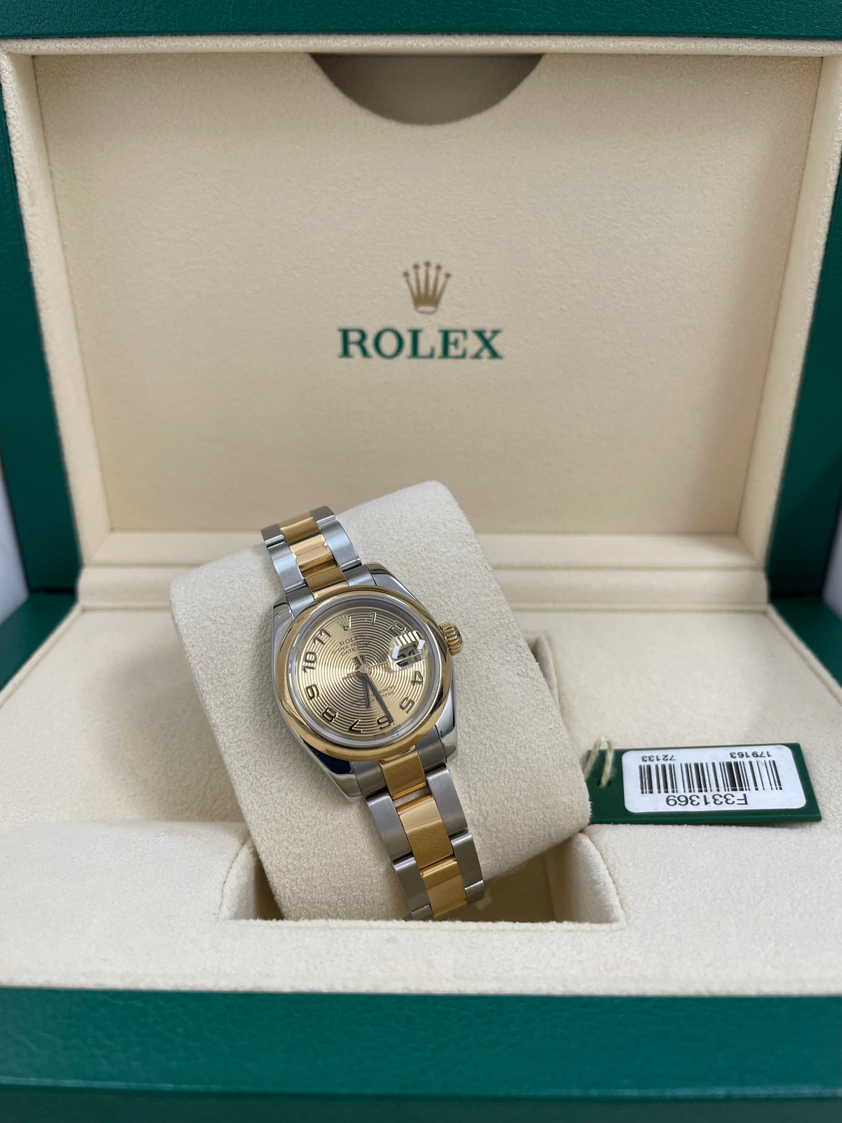 Rolex Yellow Gold and Steel Lady-Datejust - F Serial - Smooth Bezel - Champagne Dial - Oyster Bracelet - 179163