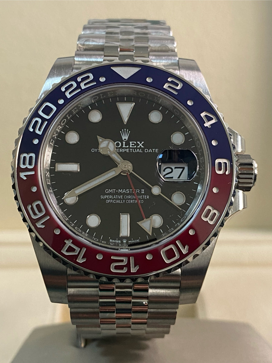 Rolex Steel GMT-Master II - 2019 -"Pepsi" - Black Dial - Jubilee Bracelet - 126710BLRO *FULL STICKERS*