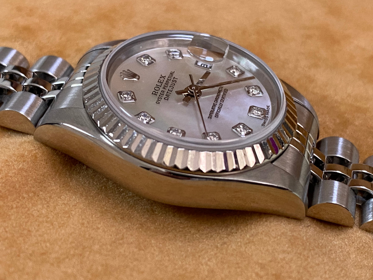 Rolex Steel Lady-Datejust - U serial- Fluted Bezel - Mother of Pearl Diamond Dial - Jubilee Bracelet - 69174