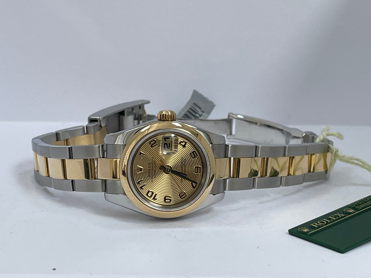 Rolex Yellow Gold and Steel Lady-Datejust - F Serial - Smooth Bezel - Champagne Dial - Oyster Bracelet - 179163