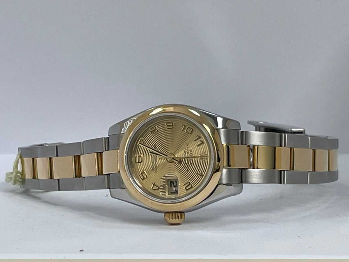 Rolex Yellow Gold and Steel Lady-Datejust - F Serial - Smooth Bezel - Champagne Dial - Oyster Bracelet - 179163