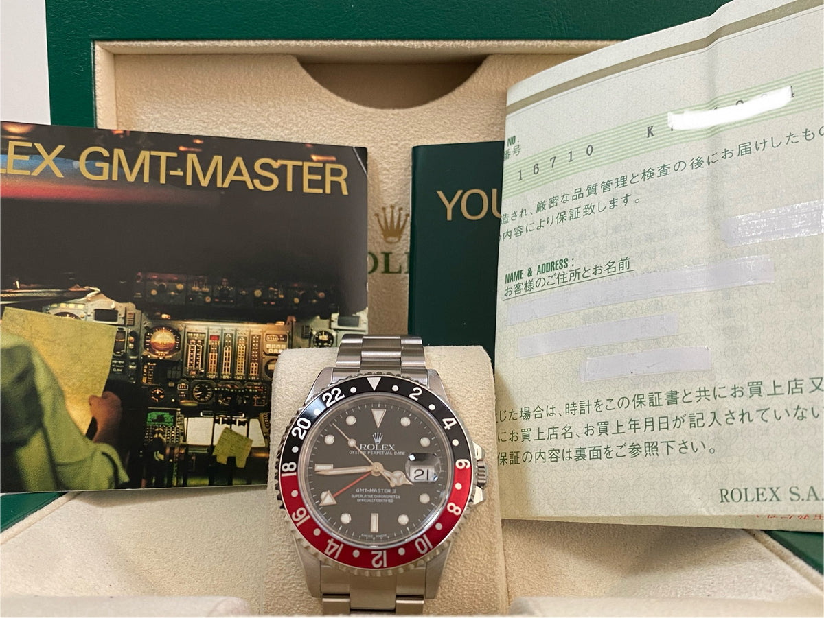 Rolex Steel GMT-Master II - K serial - "Coke" Pre Ceramic Bezel - Black Dial - Oyster Bracelet - 16710