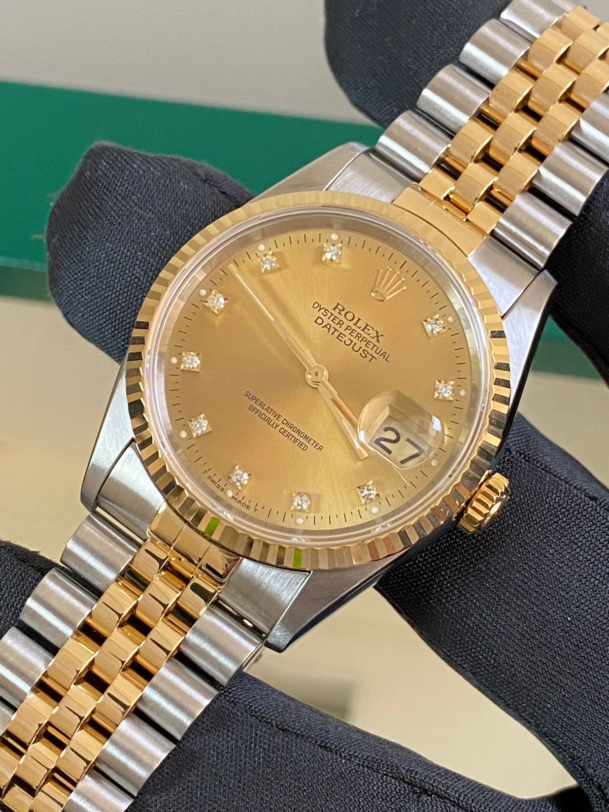 Rolex Steel and Yellow Gold Datejust 36 - Fluted Bezel - Factory Diamond Dial - Jubilee Bracelet - 16233