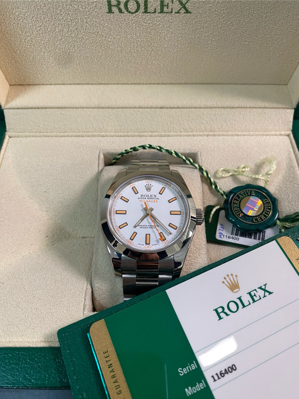 Rolex Milgauss - 2018 - White Dial & Orange Accents - 116400 *FULL SET*