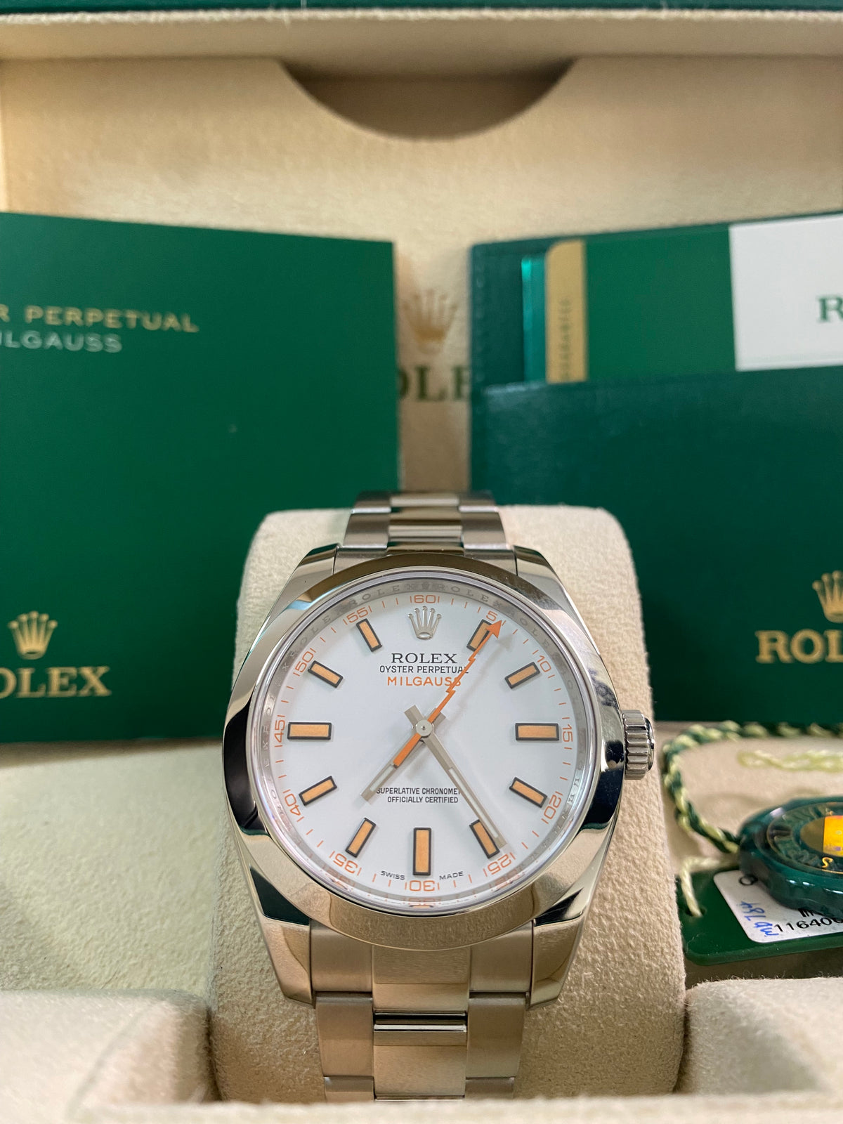 Rolex Milgauss - 2018 - White Dial & Orange Accents - 116400 *FULL SET*