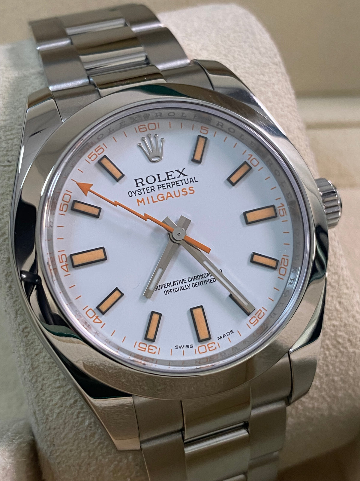 Rolex Milgauss - 2018 - White Dial & Orange Accents - 116400 *FULL SET*