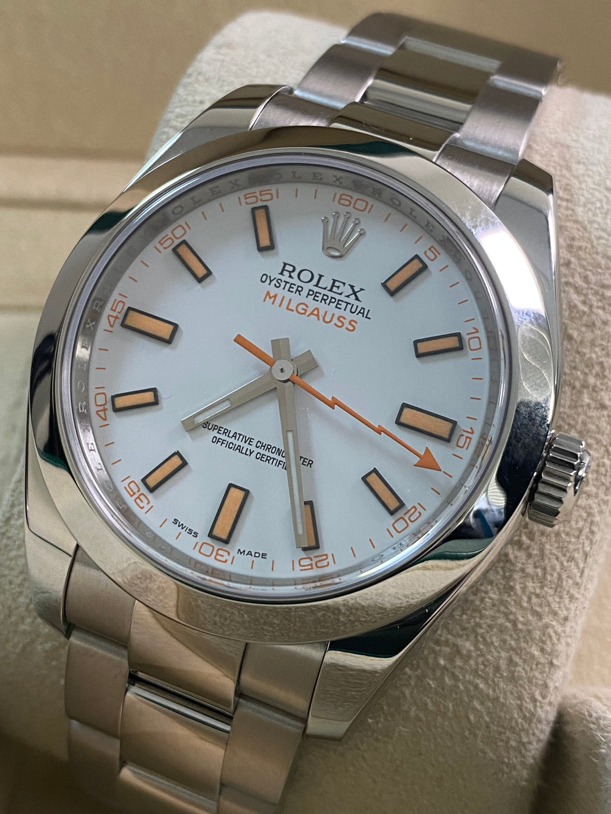 Rolex Milgauss - 2018 - White Dial & Orange Accents - 116400 *FULL SET*