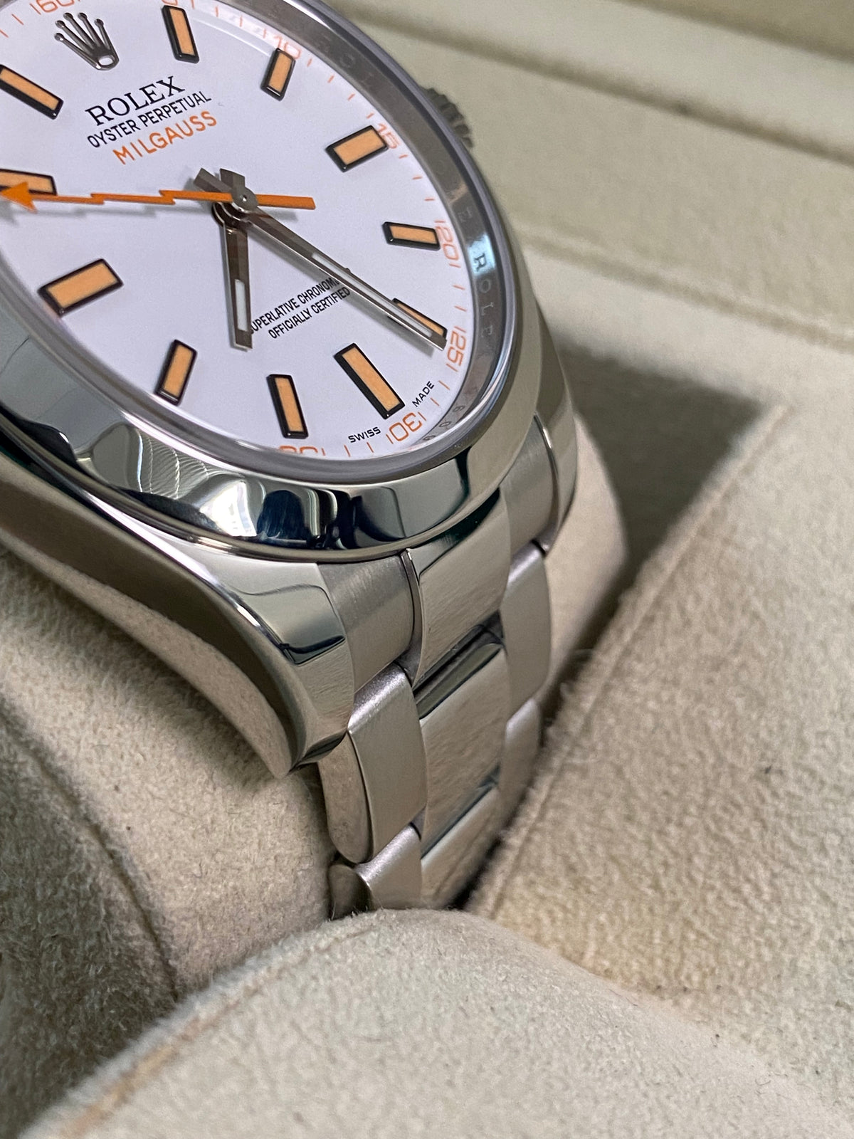 Rolex Milgauss - 2018 - White Dial & Orange Accents - 116400 *FULL SET*