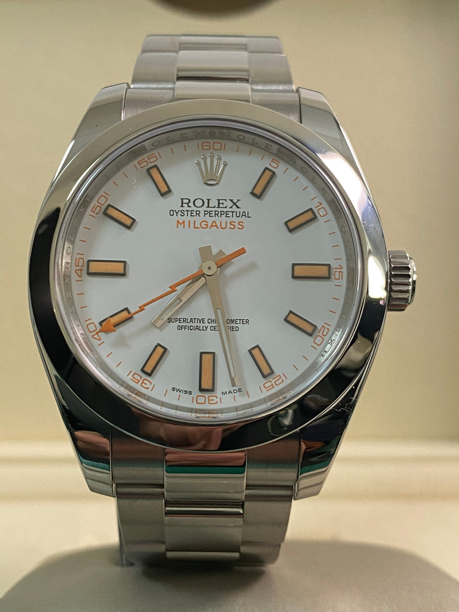 Rolex Milgauss - 2018 - White Dial & Orange Accents - 116400 *FULL SET*