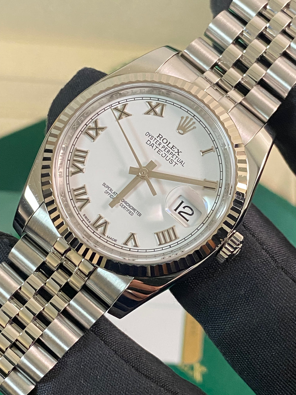 Rolex Steel Datejust 36 - 2016 - Fluted Bezel - White Roman Dial - Jubilee Bracelet - 116234 *FULL SET*