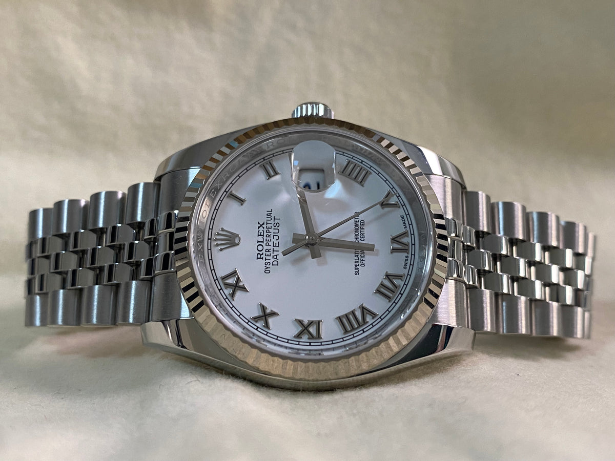 Rolex Steel Datejust 36 - 2016 - Fluted Bezel - White Roman Dial - Jubilee Bracelet - 116234 *FULL SET*