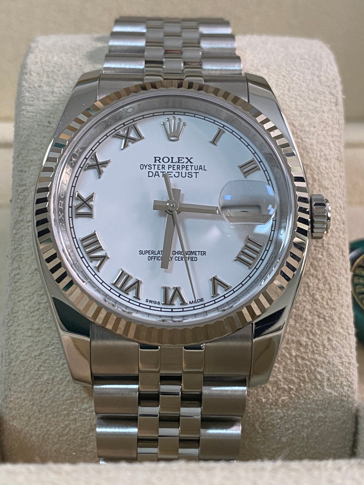 Rolex Steel Datejust 36 - 2016 - Fluted Bezel - White Roman Dial - Jubilee Bracelet - 116234 *FULL SET*