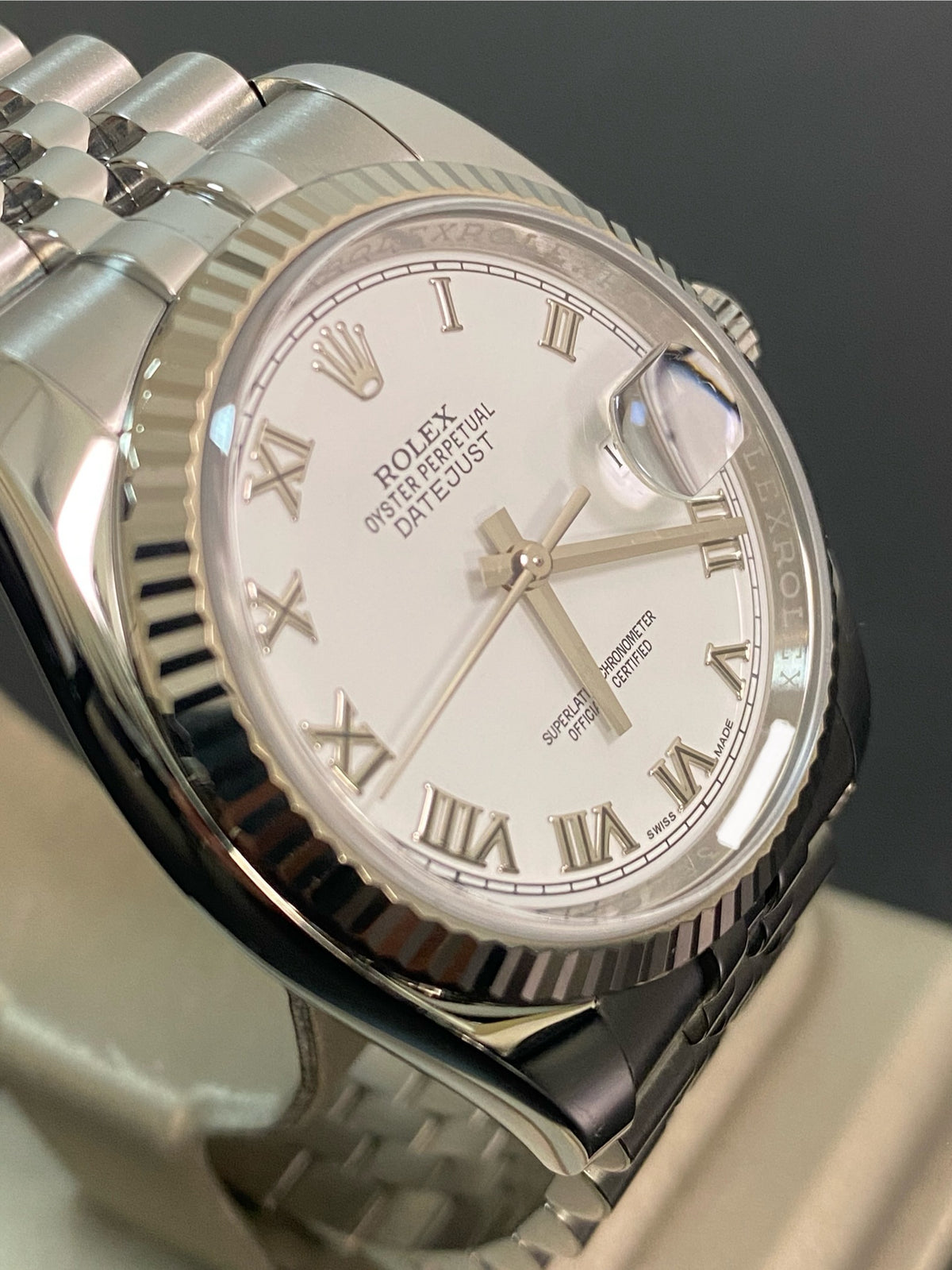 Rolex Steel Datejust 36 - 2016 - Fluted Bezel - White Roman Dial - Jubilee Bracelet - 116234 *FULL SET*