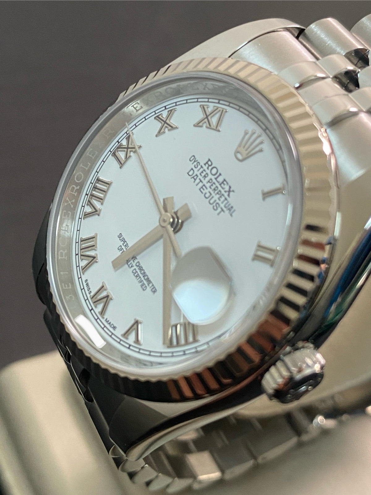 Rolex Steel Datejust 36 - 2016 - Fluted Bezel - White Roman Dial - Jubilee Bracelet - 116234 *FULL SET*