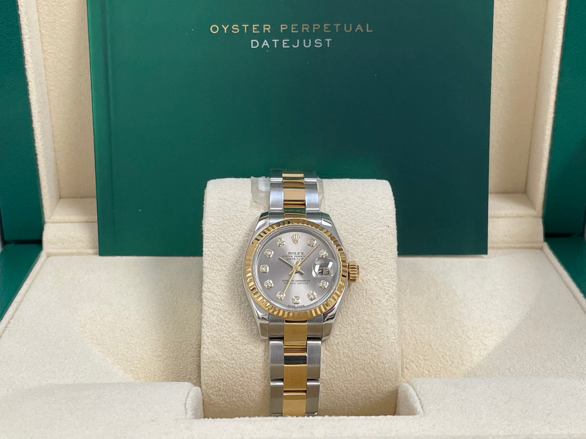 Rolex Yellow Gold and Steel Lady-Datejust - F Serial - Fluted Bezel - Factory Diamond Dial - Oyster Bracelet - 179173