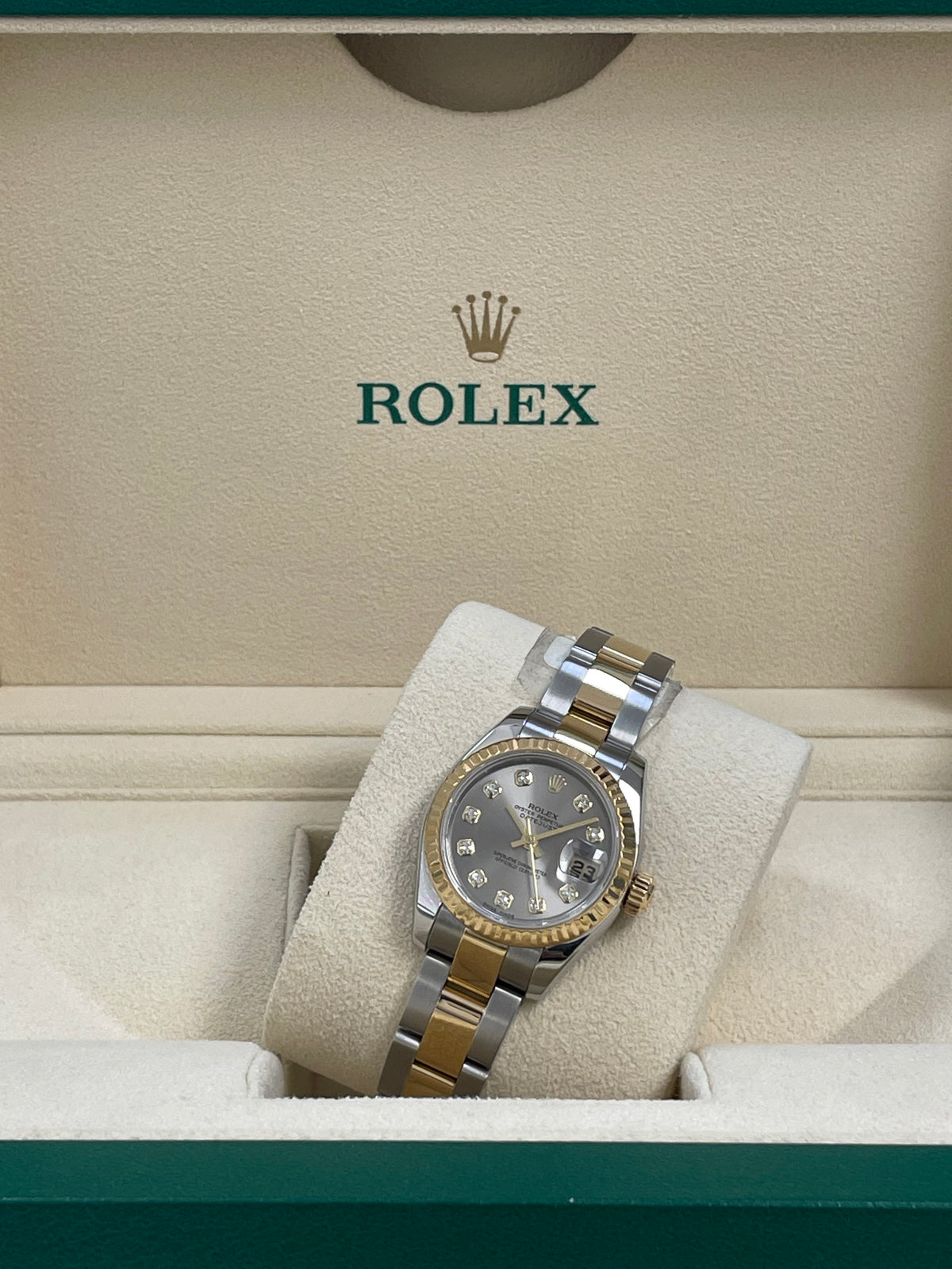 Rolex Yellow Gold and Steel Lady-Datejust - F Serial - Fluted Bezel - Factory Diamond Dial - Oyster Bracelet - 179173