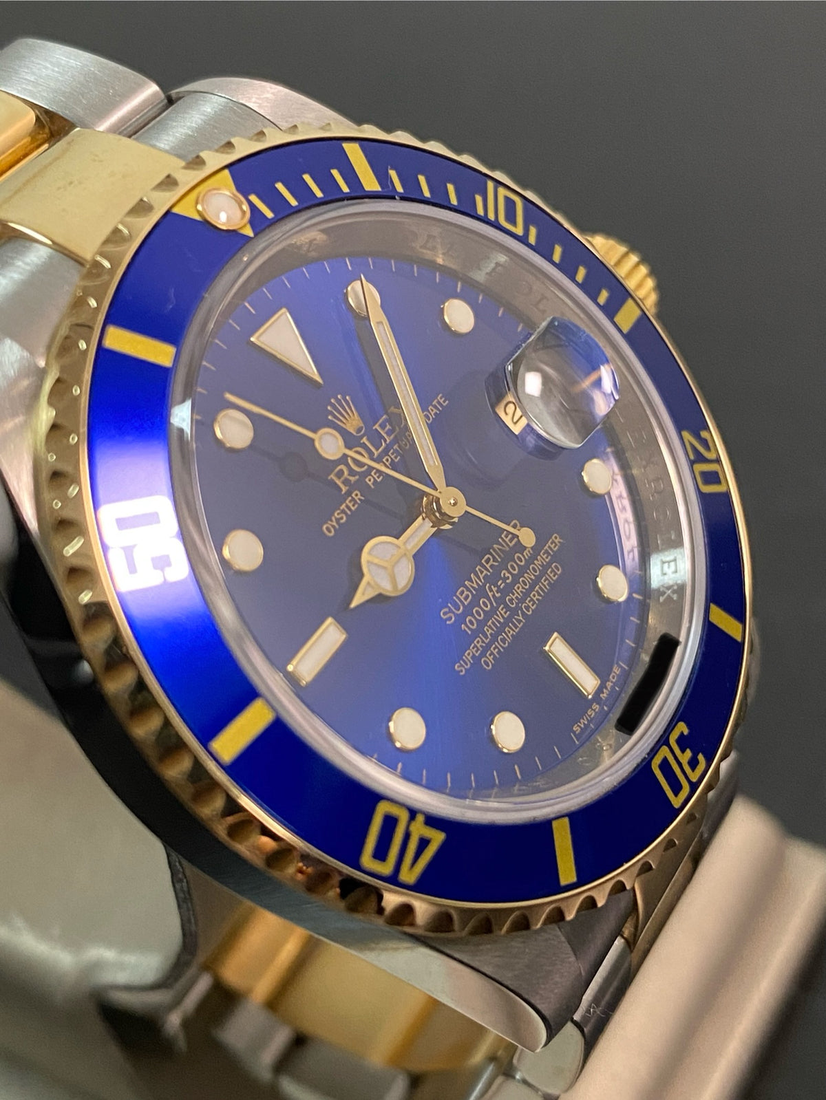 Rolex Steel and Yellow Gold Submariner Date - 2007 - "Bluesy" Pre Ceramic Bezel -Oyster Bracelet - 16613 *FULL SET*