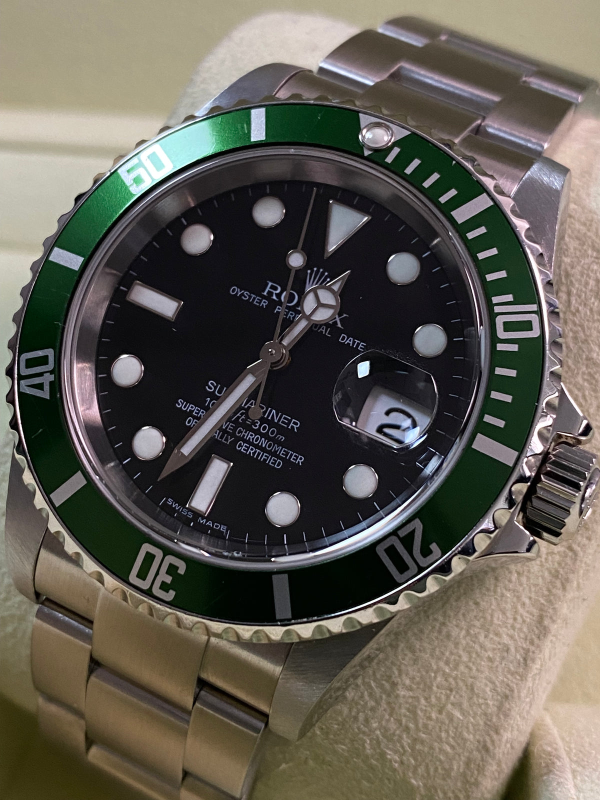 Rolex Steel Submariner Date - Z serial - "Kermit" - Pre-Ceramic Bezel - 16610LV *UNPOLISHED*