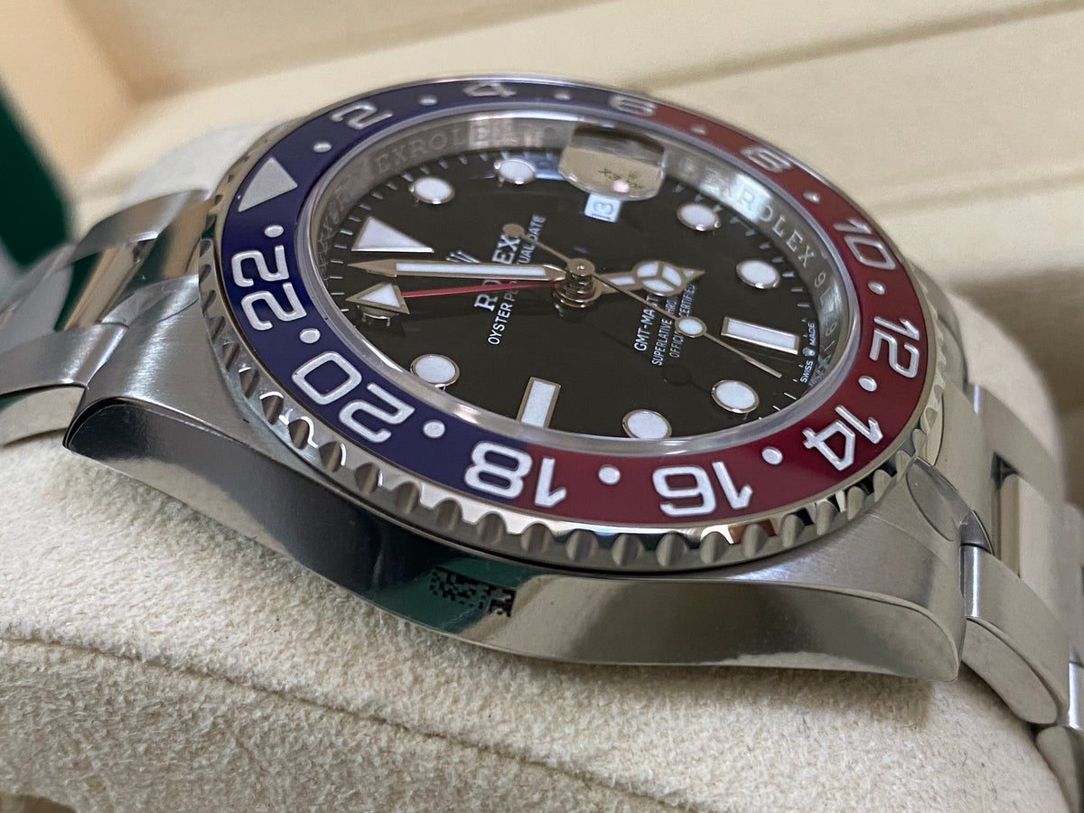 Rolex Oystersteel GMT-Master II - 2023 -"Pepsi" - Black Dial - Oyster Bracelet - 126710BLRO *FULL STICKERS*