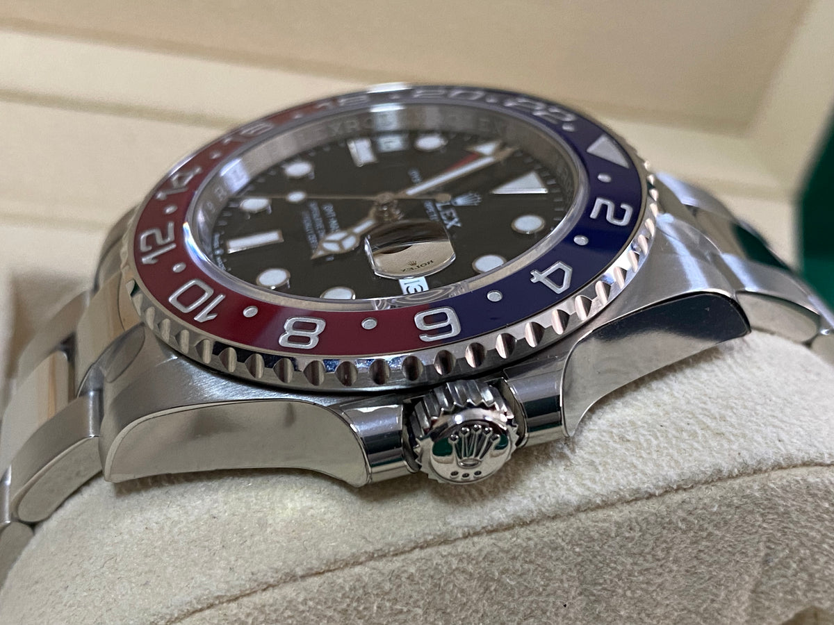 Rolex Oystersteel GMT-Master II - 2023 -"Pepsi" - Black Dial - Oyster Bracelet - 126710BLRO *FULL STICKERS*