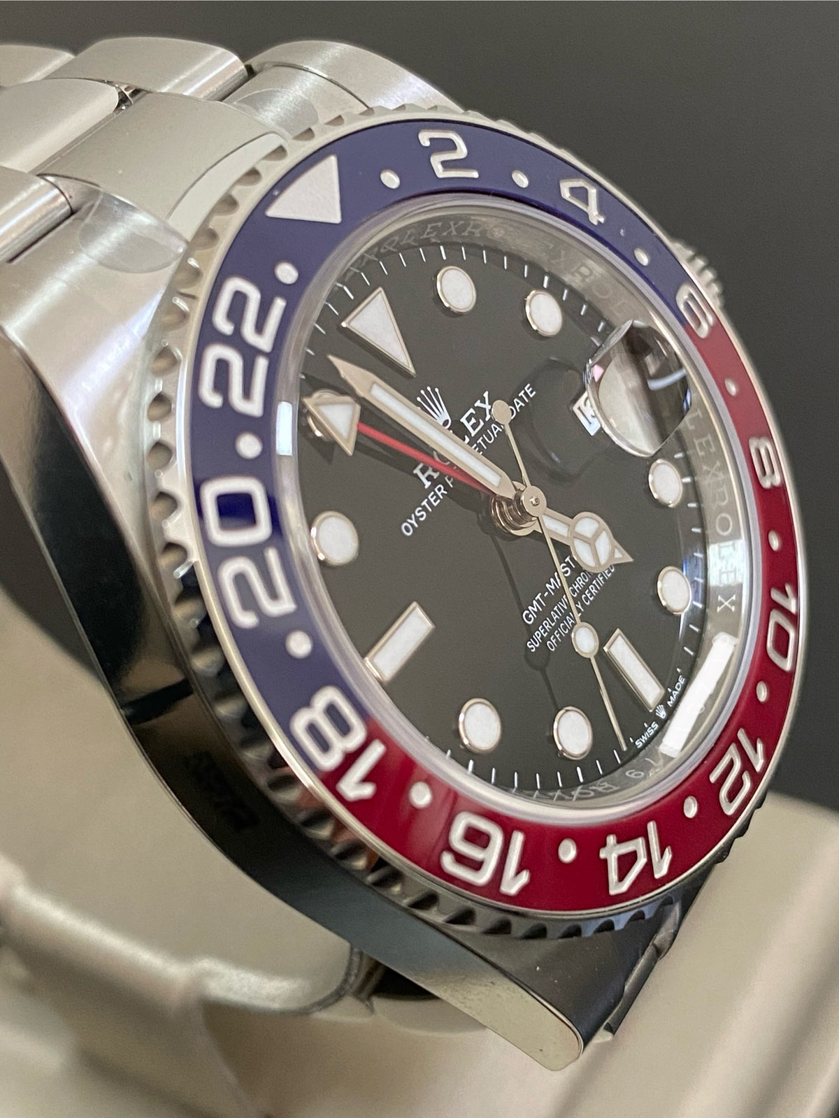 Rolex Oystersteel GMT-Master II - 2023 -"Pepsi" - Black Dial - Oyster Bracelet - 126710BLRO *FULL STICKERS*