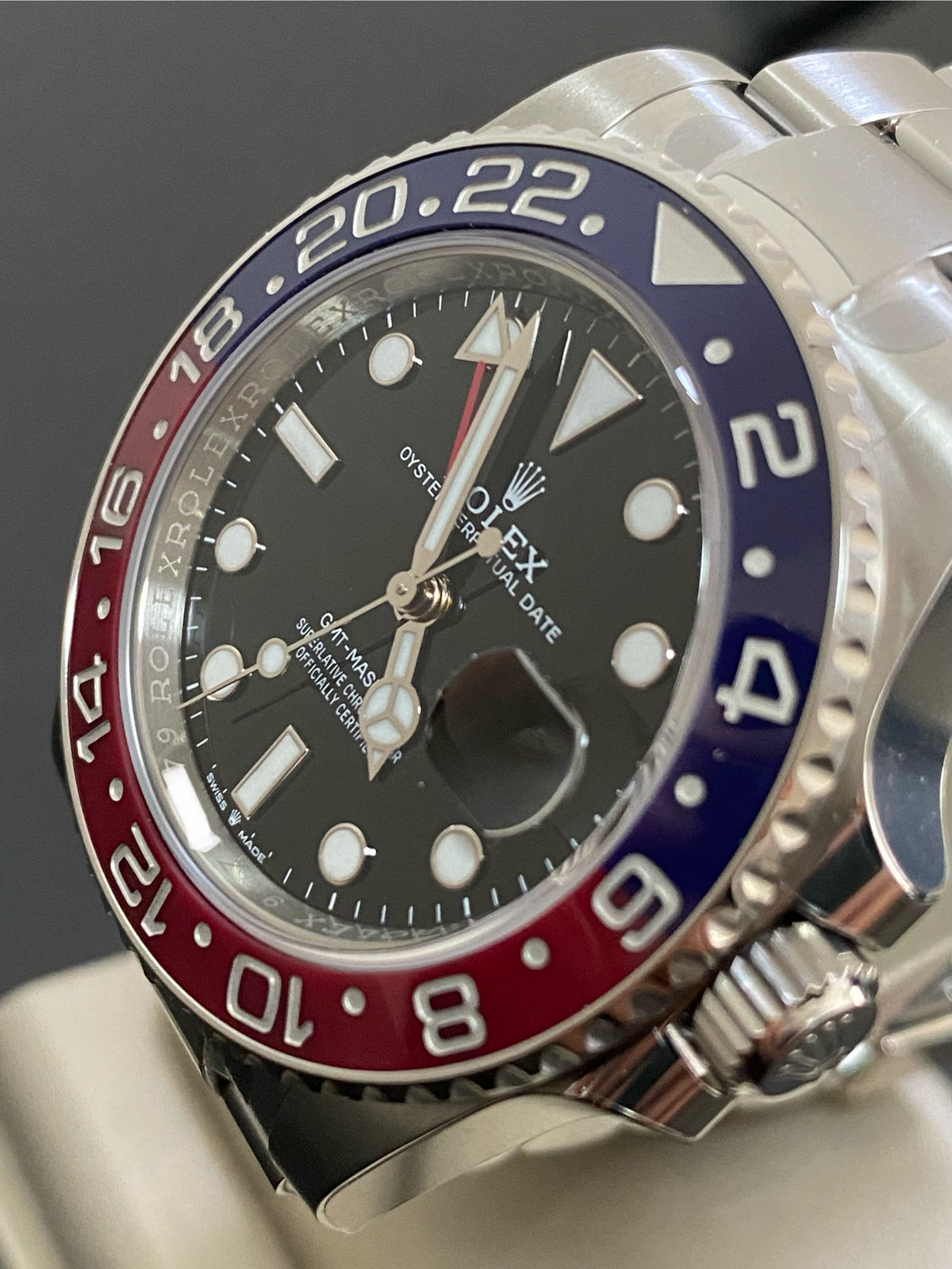 Rolex Oystersteel GMT-Master II - 2023 -"Pepsi" - Black Dial - Oyster Bracelet - 126710BLRO *FULL STICKERS*