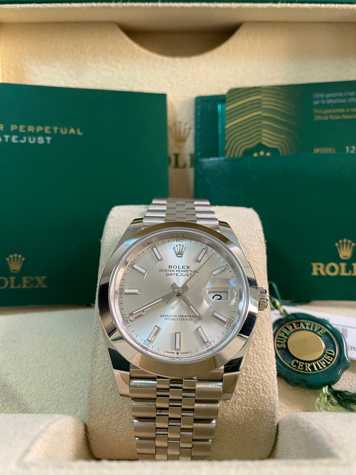 Rolex Steel Datejust 41 - 2024 - Smooth Bezel - Silver Index Dial - Jubilee Bracelet - 126300 *FULL SET*