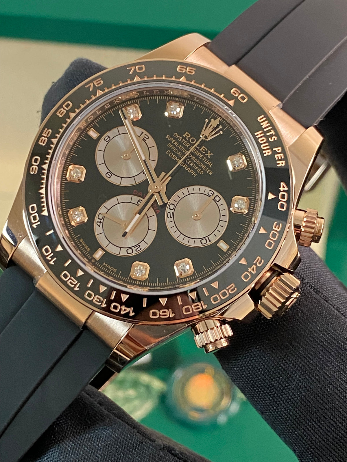 Rolex Everose Gold Cosmograph Daytona - 2024 - Black Diamond Dial - Oysterflex - 126515LN *FULL SET*