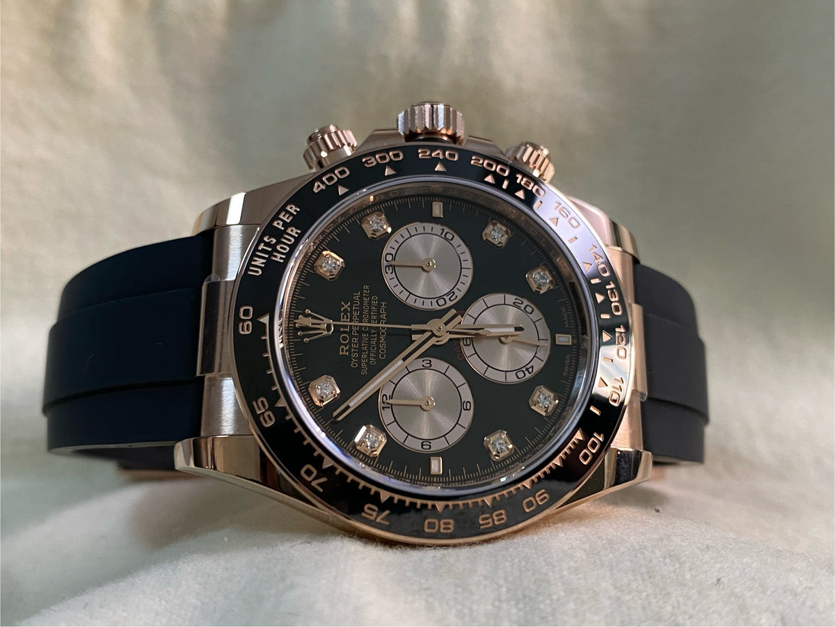 Rolex Everose Gold Cosmograph Daytona - 2024 - Black Diamond Dial - Oysterflex - 126515LN *FULL SET*