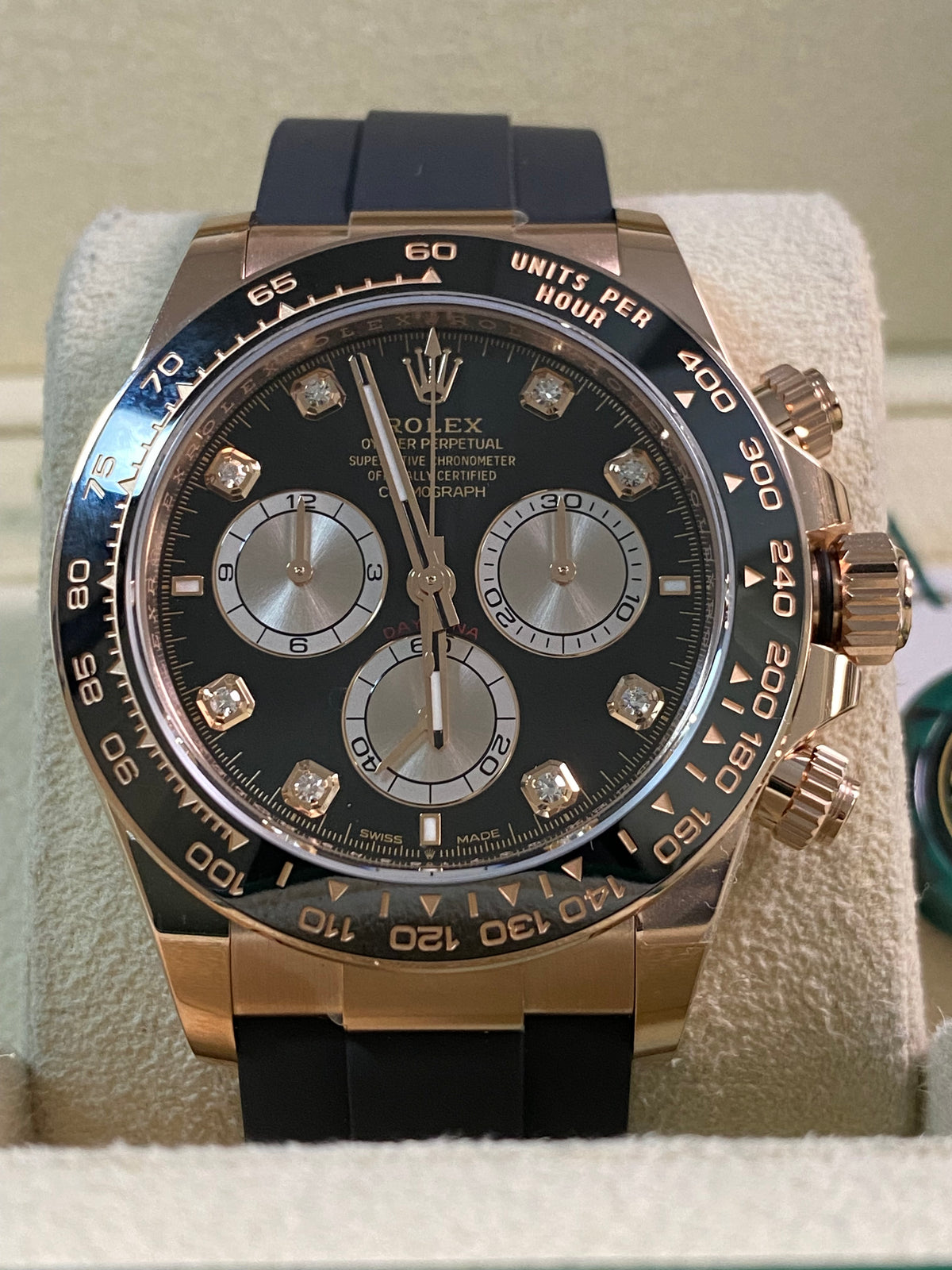 Rolex Everose Gold Cosmograph Daytona - 2024 - Black Diamond Dial - Oysterflex - 126515LN *FULL SET*