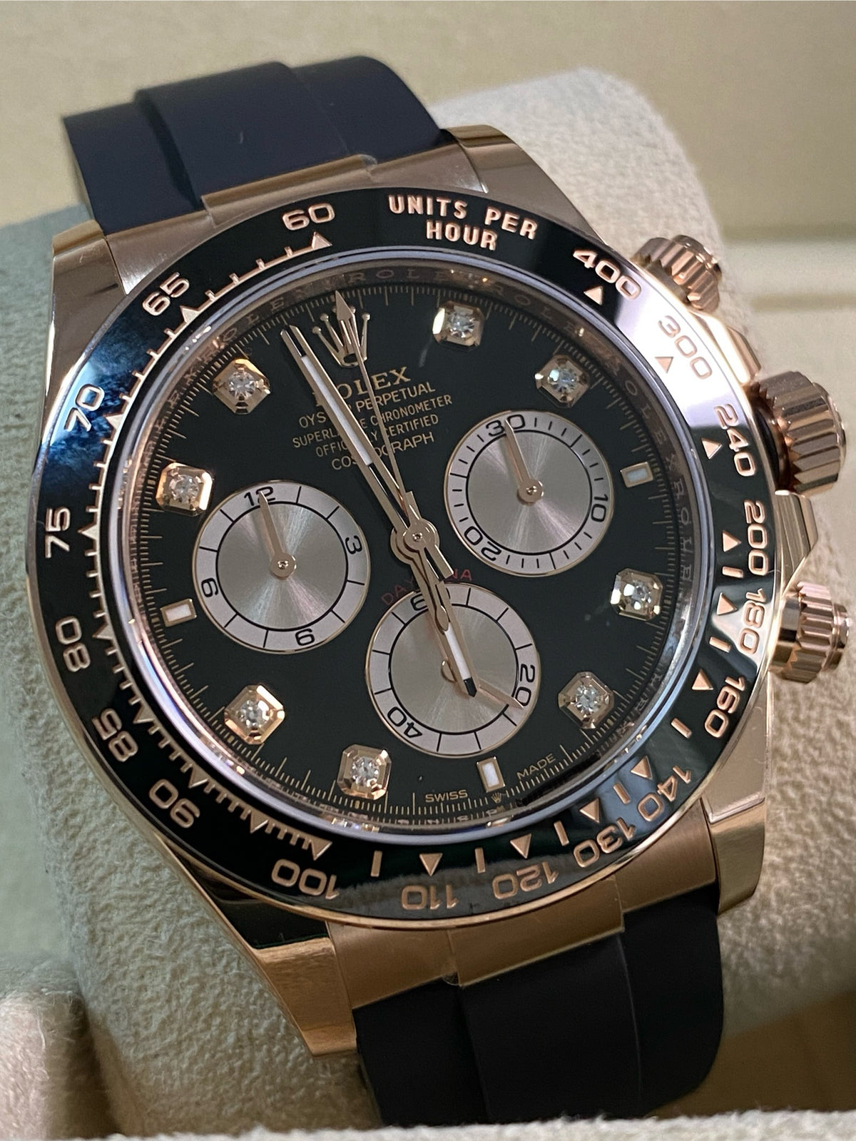 Rolex Everose Gold Cosmograph Daytona - 2024 - Black Diamond Dial - Oysterflex - 126515LN *FULL SET*