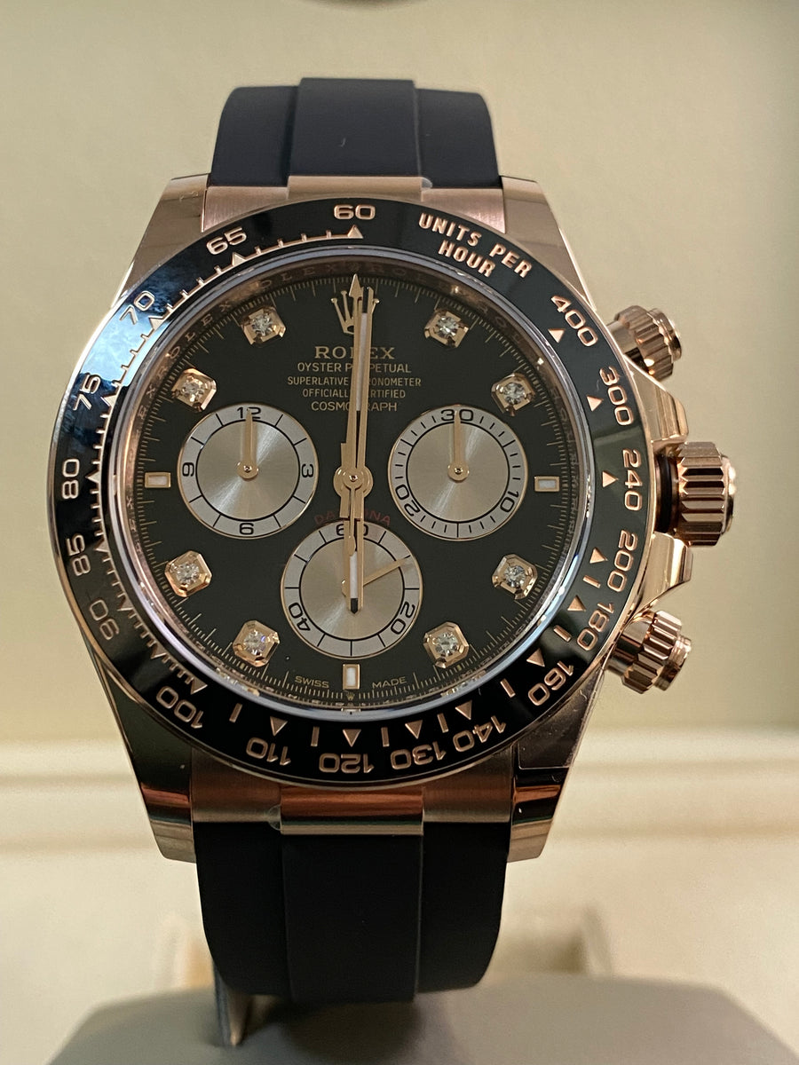 Rolex Everose Gold Cosmograph Daytona - 2024 - Black Diamond Dial - Oysterflex - 126515LN *FULL SET*