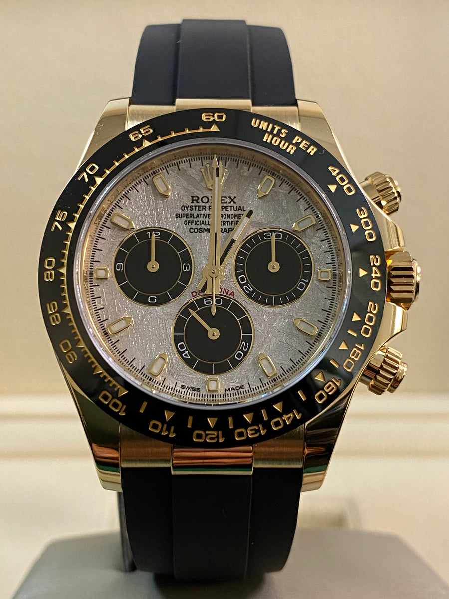 Rolex Yellow Gold Cosmograph Daytona - 2022 - Meteorite Dial - Oysterflex - 116518LN *FULL SET*