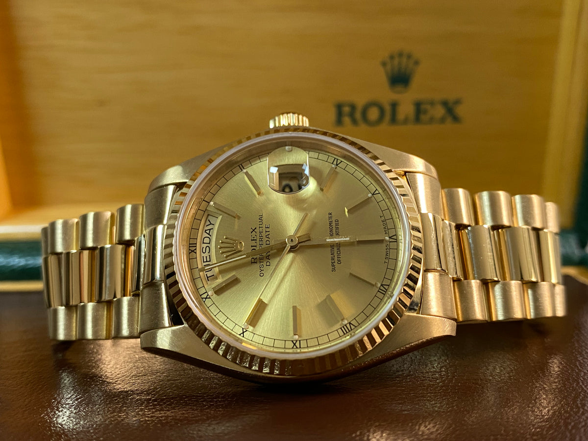 Rolex Yellow Gold Day-Date 36 - 1981 - Fluted Bezel - Champagne Dial - President Bracelet - 18038